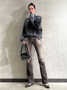 「DIESEL（ディーゼル）のアイテム（スウェット）」を使った、北川 七海 (DIESEL)さん（レディース・166cm）の冬コーディネート
