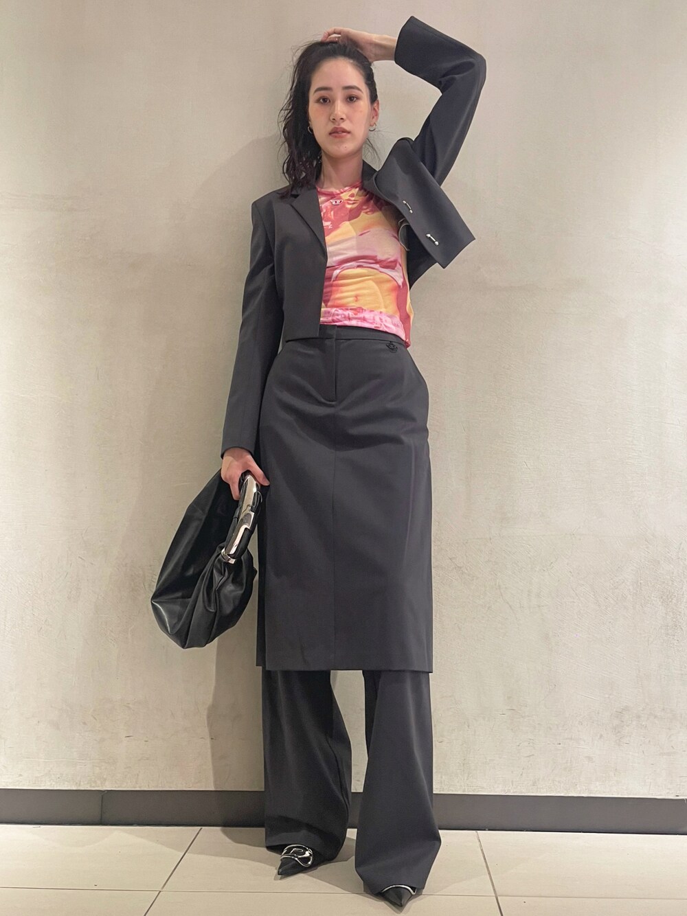 DIESELレディース Tシャツ スリムフィット DIESEL 全品5%OFFクーポン☆30日迄☆ ディーゼル A06268 0AFAA