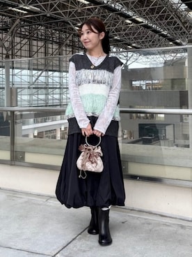 「B:MING by BEAMS（ビーミングバイビームス）のアイテム（ニット/セーター）」を使った、B:MING by BEAMS WOMENさん（レディース・157cm）の秋コーディネート