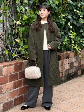 「アイテム（ノーカラーコート）」を使った、B:MING by BEAMS WOMENさん（レディース・149cm）の秋コーディネート