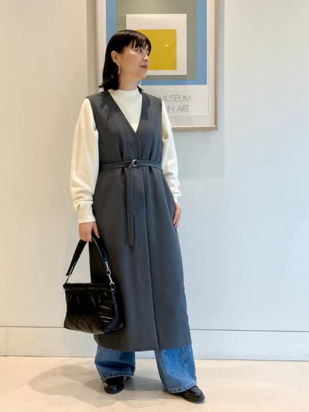 Vネック ジレ ワンピース（S～M）を使った人気ファッション