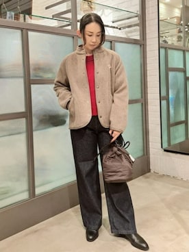 「アイテム（ジャケット/アウター、ベージュ系）」を使った、B:MING by BEAMS WOMENさん（レディース・156cm）の冬コーディネート