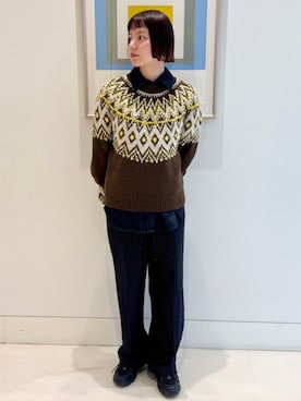 「B:MING by BEAMS（ビーミングバイビームス）のアイテム（ニット/セーター）」を使った、B:MING by BEAMS WOMENさん（レディース・161cm）の秋コーディネート