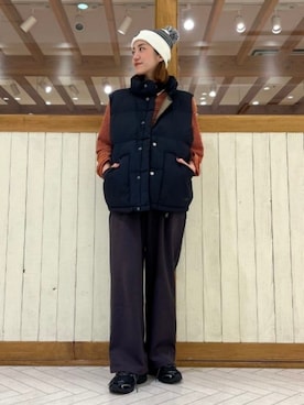 「アイテム（ダウンベスト）」を使った、B:MING by BEAMS WOMENさん（レディース・163cm）の冬コーディネート