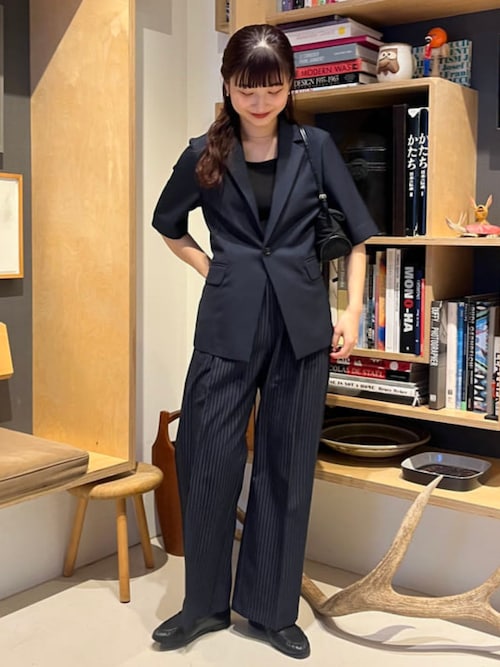 セール】ダブル ウエスト ストライプ パンツ（S～M）（スラックス）｜B