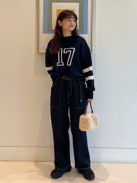 「B:MING by BEAMS（ビーミングバイビームス）のアイテム（ニット/セーター）」を使った、B:MING by BEAMS WOMENさん（レディース・160cm）の秋コーディネート