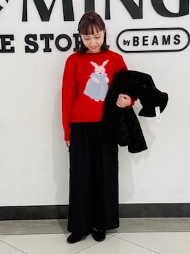 「B:MING by BEAMS（ビーミングバイビームス）のアイテム（ニット/セーター）」を使った、B:MING by BEAMS WOMENさん（レディース・159cm）の秋コーディネート