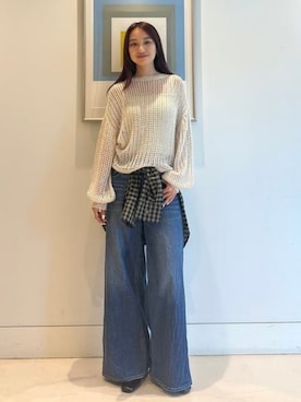 「B:MING by BEAMS（ビーミングバイビームス）のアイテム（ニット/セーター）」を使った、B:MING by BEAMS WOMENさん（レディース・166cm）の夏コーディネート