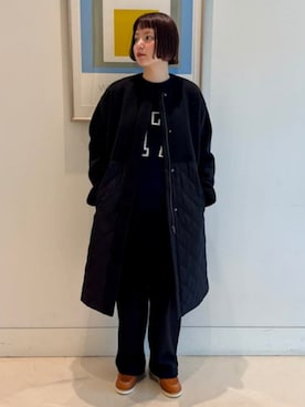 「アイテム（ノーカラーコート）」を使った、B:MING by BEAMS WOMENさん（レディース・161cm）の秋コーディネート