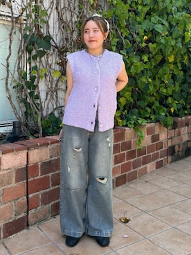 「アイテム（ベスト、パープル系）」を使った、B:MING by BEAMS WOMENさん（レディース・158cm）の夏コーディネート