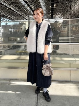 「アイテム（シャツワンピース）」を使った、B:MING by BEAMS WOMENさん（レディース・157cm）の秋コーディネート
