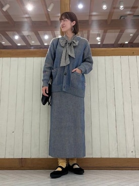 「LOGAN knitting mills（ローガンニッティングミルズ）のアイテム」を使った、B:MING by BEAMS WOMENさん（レディース・163cm）の秋コーディネート