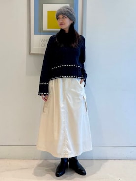「アイテム（スカート、ベージュ系）」を使った、B:MING by BEAMS WOMENさん（レディース・166cm）の秋コーディネート