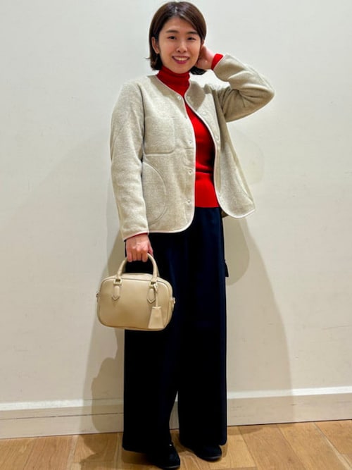 DANTON / ノーカラー フリース ジャケット（ノーカラージャケット