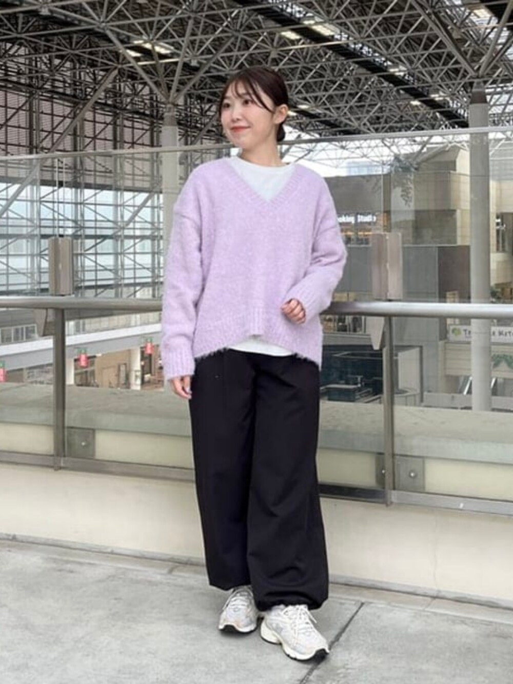 シャギー ニット × ロングスリーブ Tシャツ セットを使った人気