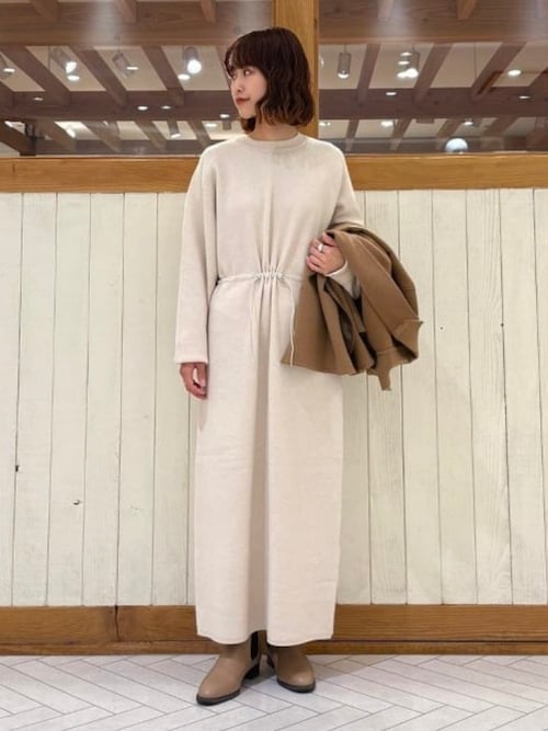ワンピース baziru ニット ドローストリング ワンピース (洗濯可)（ワンピース）｜B:MING