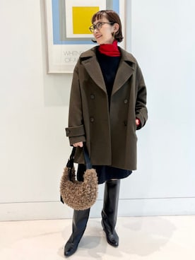 「アイテム（ピーコート、グリーン系）」を使った、B:MING by BEAMS WOMENさん（レディース・158cm）の秋コーディネート