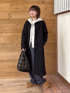 「アイテム（ノーカラーコート）」を使った、B:MING by BEAMS WOMENさん（レディース・148cm）の秋コーディネート