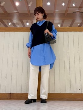 「B:MING by BEAMS（ビーミングバイビームス）のアイテム（トートバッグ）」を使った、B:MING by BEAMS WOMENさん（レディース・153cm）の秋コーディネート