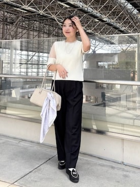 「B:MING by BEAMS（ビーミングバイビームス）のアイテム（ニット/セーター）」を使った、B:MING by BEAMS WOMENさん（レディース・157cm）の夏コーディネート