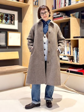 「アイテム（ステンカラーコート）」を使った、B:MING by BEAMS WOMENさん（レディース・158cm）の秋コーディネート