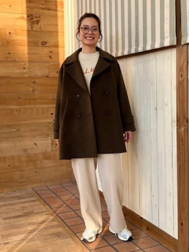 「アイテム（ピーコート）」を使った、B:MING by BEAMS WOMENさん（レディース・167cm）の冬コーディネート