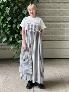 「B:MING by BEAMS（ビーミングバイビームス）のアイテム（トートバッグ）」を使った、B:MING by BEAMS WOMENさん（レディース・159cm）の夏コーディネート