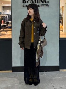 「B:MING by BEAMS（ビーミングバイビームス）のアイテム（ニット/セーター）」を使った、B:MING by BEAMS WOMENさん（レディース・151cm）の秋コーディネート