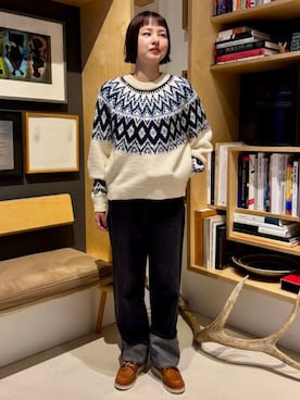 「B:MING by BEAMS（ビーミングバイビームス）のアイテム（ニット/セーター）」を使った、B:MING by BEAMS WOMENさん（レディース・161cm）の秋コーディネート
