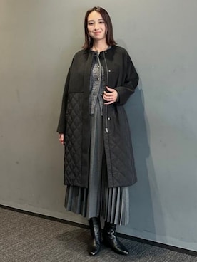 「アイテム（ノーカラーコート）」を使った、B:MING by BEAMS WOMENさん（レディース・166cm）の冬コーディネート