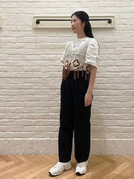 「LOGAN knitting mills（ローガンニッティングミルズ）のアイテム」を使った、B:MING by BEAMS WOMENさん（レディース・163cm）の春コーディネート
