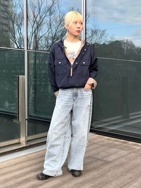 「TAION（タイオン）のアイテム（ブルゾン）」を使った、B:MING by BEAMS WOMENさん（レディース・162cm）の冬コーディネート