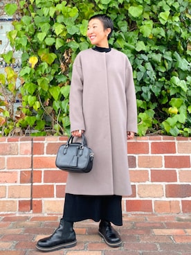「アイテム（ノーカラーコート）」を使った、B:MING by BEAMS WOMENさん（レディース・152cm）の秋コーディネート