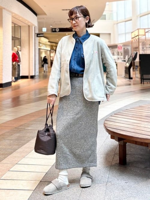 DANTON / ノーカラー フリース ジャケット（ノーカラージャケット