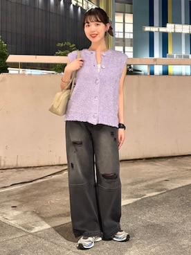 「アイテム（ベスト、パープル系）」を使った、B:MING by BEAMS WOMENさん（レディース・161cm）の夏コーディネート