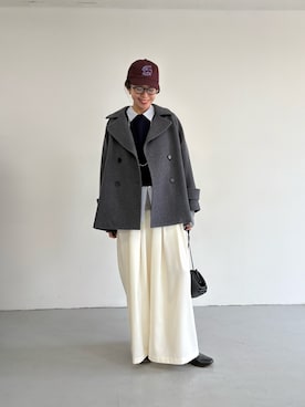 「メガネ女子」｜オカモトさん（レディース・167cm）の冬コーディネート