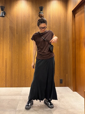 「URBAN RESEARCH（アーバンリサーチ）のキュプラバイアススカート（スカート）」を使った、岡本さん（レディース・167cm）の夏コーディネート