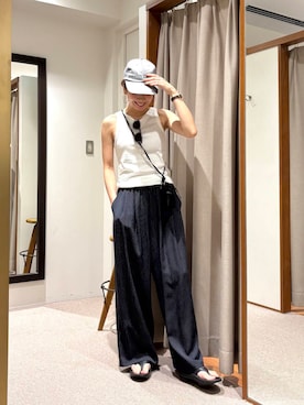 「URBAN RESEARCH（アーバンリサーチ）のアイテム（タンクトップ）」を使った、オカモトさん（レディース・167cm）の夏コーディネート