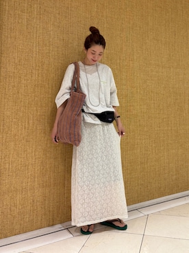 「LAATO（ラート）のアイテム」を使った、岡本さん（レディース・167cm）の夏コーディネート