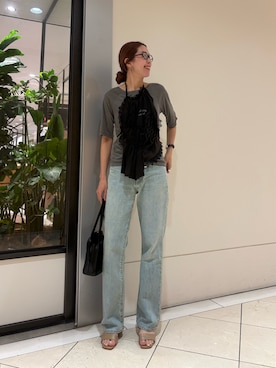 「LAATO（ラート）のアイテム」を使った、岡本さん（レディース・167cm）の夏コーディネート