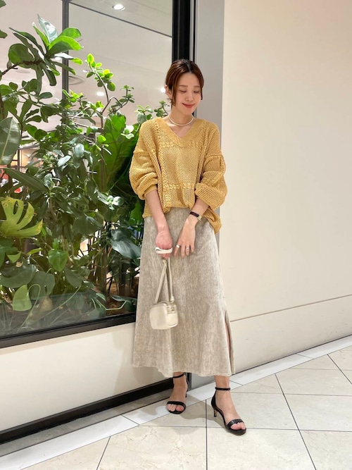 ATON LINEN VELVET SIDE SLIT SKIRT（スカート）｜ATON（エイトン）の  