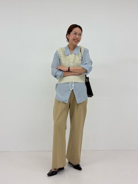 「アイテム（パンプス）」を使った、岡本さん（レディース・167cm）の秋コーディネート