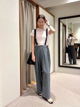 「ATON（エイトン）のアイテム（Tシャツ/カットソー）」を使った、オカモトさん（レディース・167cm）の夏コーディネート