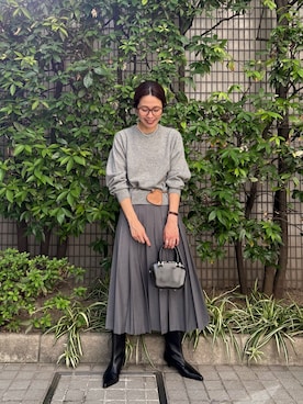 「URBAN RESEARCH（アーバンリサーチ）のCHRISTIAN VILLA　エナメルカーフレザーショルダーバッグ（ショルダーバッグ）」を使った、オカモトさん（レディース・167cm）の秋コーディネート