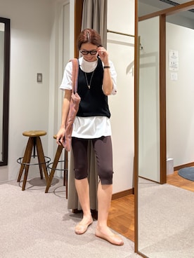 「LAATO（ラート）のアイテム」を使った、岡本さん（レディース・167cm）の夏コーディネート