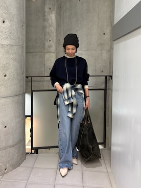 「アイテム（ニットキャップ/ビーニー）」を使った、オカモトさん（レディース・167cm）の秋コーディネート