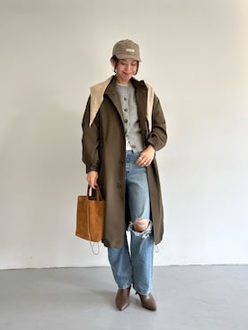 「URBAN RESEARCH（アーバンリサーチ）のスエードミニトートバッグ（トートバッグ）」を使った、オカモトさん（レディース・167cm）の冬コーディネート