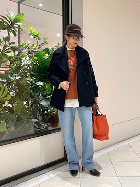 「アイテム（ピーコート）」を使った、オカモトさん（レディース・167cm）の冬コーディネート