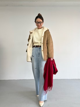 「メガネ女子」｜オカモトさん（レディース・167cm）の冬コーディネート