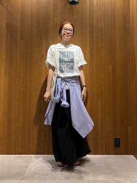 「URBAN RESEARCH（アーバンリサーチ）のキュプラバイアススカート（スカート、ブラック系）」を使った、岡本さん（レディース・167cm）の夏コーディネート